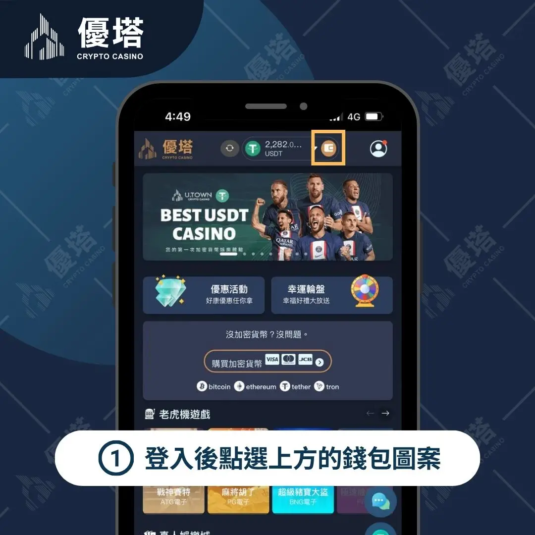 點選右上角錢包